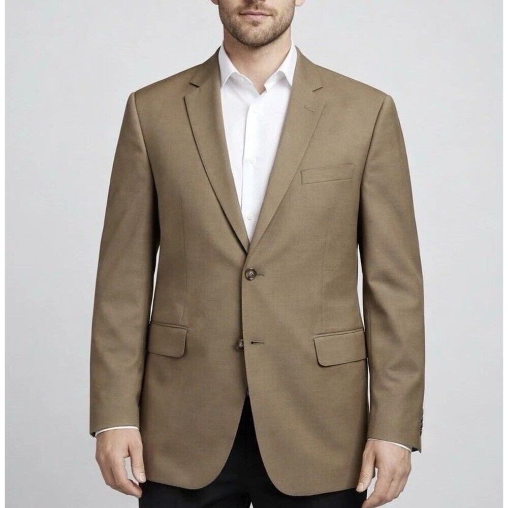 Jos A Bank Joseph Metropolitan 43R Tan 100% Wool Sport Coat Blazer 2 Button